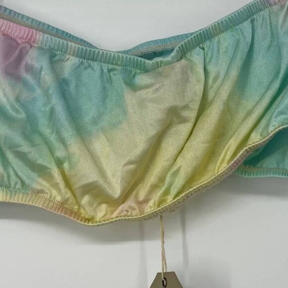 FURST OF A KIND BLUE & PINK TIE DYE STRAPLESS BANDEAU ONE SIZE - Picture 5 of 5